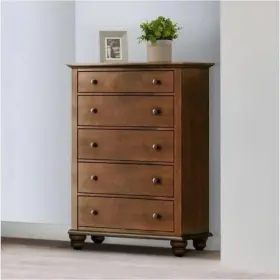 Ss-0926-brn-2530 Abbyson Hayden 5-drawer Chest Rich Acacia Wood Veneer And English Dovetail Drawers