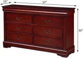 Acme 840412062995 Louis Philippe Rectangular Wood 6-drawer Dresser In Cherry #3