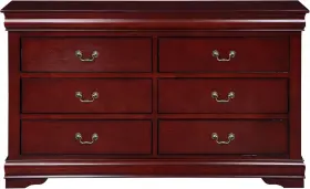 Acme 840412062995 Louis Philippe Rectangular Wood 6-drawer Dresser In Cherry