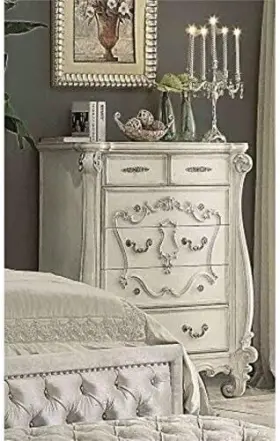 Ac-21136 Acme Versailles 5 Drawer Chest In Bone And White #2