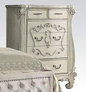Ac-21136 Acme Versailles 5 Drawer Chest In Bone And White #3