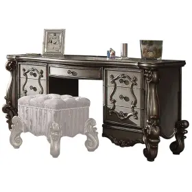26847 Acme Furniture Versailles Wood Bedroom Vanity Desk In Antique Platinum Pewter