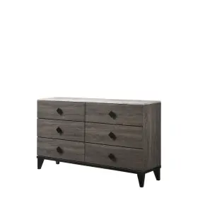 27675 Acme Furniture Avantika Faux Marble Top And Rustic Gray Oak 6-drawer 15 Inch Dresser Without