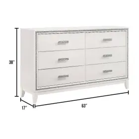 28455 Acme Furniture Dresser 38 Inch H X 17 W Classic Design 6 Drawer Wood Material White