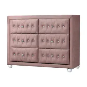 30825 Acme Furniture Fabric Dresser 30 Inch H X 40 W 6-drawer Acrylic Accent Buttons Pink #3