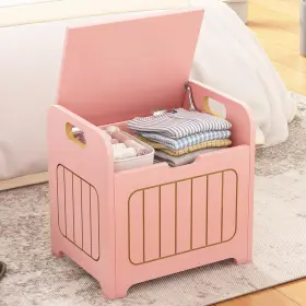 Sh2834 Aenuert Pink Wooden Storage Chest Small Cube Box Organizer With Handles Woo