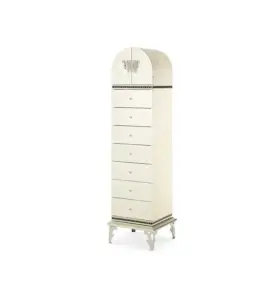 Aico 882945528616 Hollywood Swank Upholstered Swivel Lingerie Chest Crystal Croc