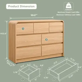 Aitjunz 445002086011 Modern 7 Drawers Dresser For Bedroom 47 Inch Wide Wood Dressers And Chests Of #2