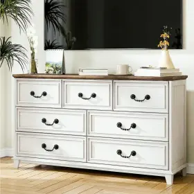 Albad Jushg6212 Farmhouse 7 Drawer Dresser For Bedroom Wide Black Chest Of Drawers Wit
