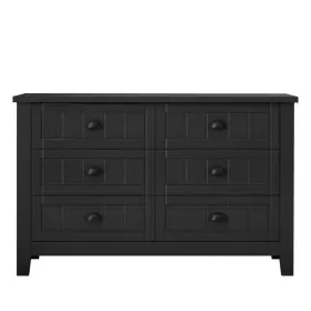 47.24ftftw Angel Sar Ad000348 Black 6-drawer Double Dresser Bedroom Storage Cabinet X