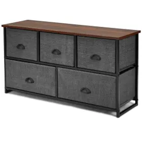 Sa65-9hw779bk Angeles Home Bedroom Furniture 39.5 Inch Wx12 L Metal Wood 5-drawers Dresser Black