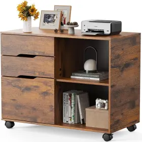 3chdg-01 Antonia 3-drawer File Cabinet Lateral Mobile Wood Under Desk Storage Organizer