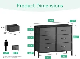 Aodk 445026046060 Dresser For Bedroom Tv Stand With 6 Storage Drawers Small Fabric Dresse #3