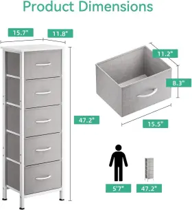 Aodk 445034911930 Dresser For Bedroom With 5 Storage Drawers 48 Inch Tall Chest Of Fa #2