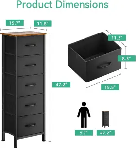 Aodk 711181313062 Dresser For Bedroom With 5 Storage Drawers 48 Inch Tall Chest Of Fa #3 Aodk 711181313062 Dresser For Bedroom With 5 Storage Drawers 48 Inch Tall Chest Of Fa #3