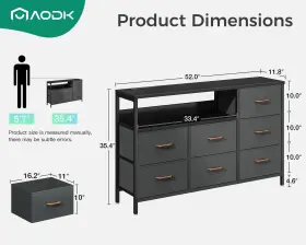 Aodk 850053190179 Dresser With Charging Station 52-inch Long For Bedroom 7 La #3