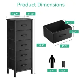 Aodk 850053190414 Dresser For Bedroom With 5 Storage Drawers 40 Inch Small Chest Of Drawer #3