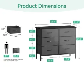 Aodk 850053190742 Dresser For Bedroom Tv Stand With 6 Storage Drawers Small Fabric Dre #3