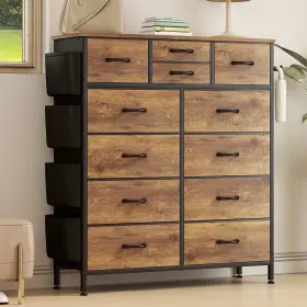 12drw13 Aowos Rustic 12 Drawer Dresser Chest Of Drawers Clothes Storage Organizer New