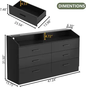 G7701127 Auromie 6 Drawers Dresser For Bedroom With Power Outlet Modern Chest Of Drawer #2
