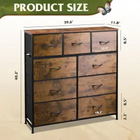 Aurtrading 445049893894 9-drawer Dresser Fabric Storage Tower For Bedroom Steel Frame Wood Top #3