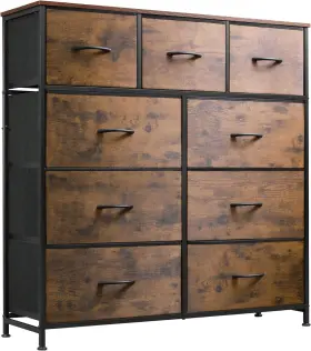 Aurtrading 445049893894 9-drawer Dresser Fabric Storage Tower For Bedroom Steel Frame Wood Top