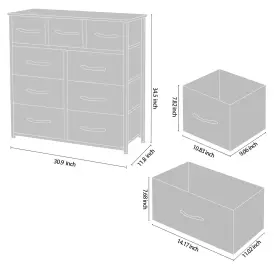 Azl1 Life Concept 897122802652 Dresser With 9 Drawers Fabric Storage Tower For Bedroom Organizer U #2