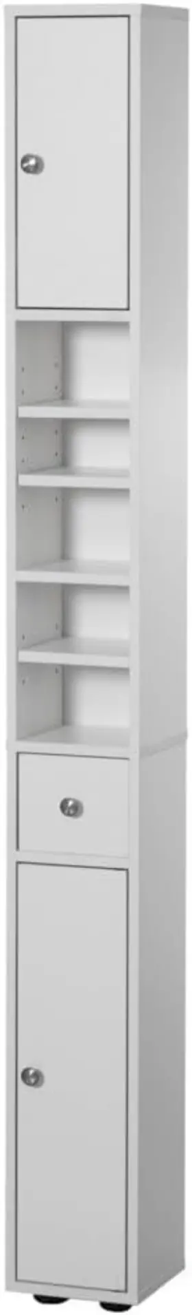 Qi004654.wt Basicwise 72 Inches Narrow Tall Space Saving Freestanding White Linen Tower