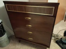 B-125-128-20-280 Bassett 1960 Mid Century Modern Tall Boy Dresser By