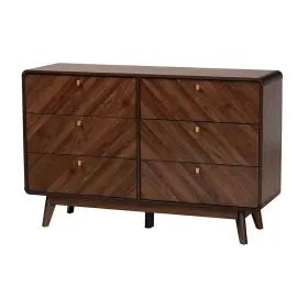 Baxton Studio 193271390427 Transitional Walnut Brown Finished Wood 6-drawer Dresser