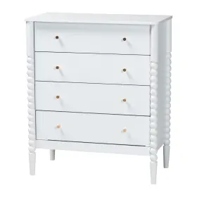257-21003-14124-cymx Baxton Studio Lucera Mid-century White Bobbin Wood 4-drawer Chest