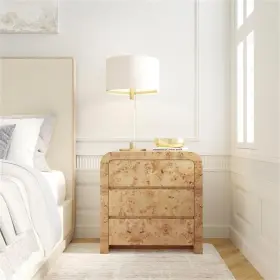 Bl-4754-2766802 Beaumont Lane Mid-century 3 Drawer Burl Wood Curved Chest - Light