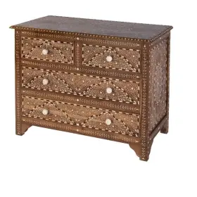 Bl-4754-2982977 Beaumont Lane Traditional 40 Inch W Bone 4 Drawer Accent Chest In Brown