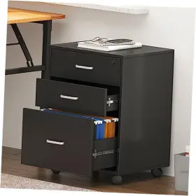 10czlxfc04bk-nd Beijing Nide Electronic Commere Co. Ltd 3 Drawer Wood Mobile File Cabinet With Lock Rolling Filing For