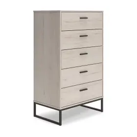 Benjara 711181856484 29.88 Inch Beige And Black 5-drawer Chest Of Drawers