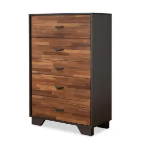 Bm163644 Benjara Chest Of Drawers 32 Inch Lx16 Wx47 H Wooden 5-drawer Walnut Espresso Brown