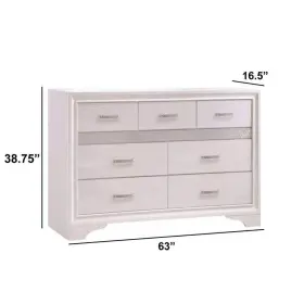 Bm182735 Benjara Dresser 38.75 Inch H X 63 W 7-drawer Wood Material Contemporary Style White