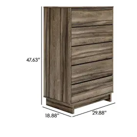 Bm296897 Benjara Dresser 47.63 Inch H X 29.88 W 5-drawer Sturdy Wood Material Construction