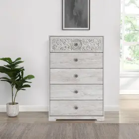 Bm296907 Benjara 19.33 Inch White 5-drawer Tall Dresser Chest Without Mirror