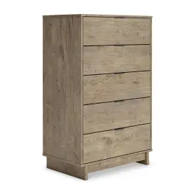 Bm296900 Benzara Benjara Fervor 48 Inch 5 Drawer Tall Dresser Chest Natural Brushed Brown A