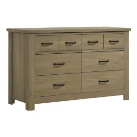 Bm299129 Benzara Benjara 51 Inch Wood Dresser With 6 Drawers And Black Handles Straight Legs