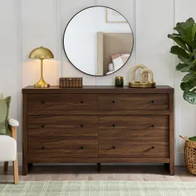 447317 Better Homes & Gardens And Ezra 64 Inch Wide 6-drawer Dresser Walnut Finish