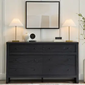 450186 Better Homes & Gardens And Ezra 64 Inch Wide 6-drawer Dresser Rich Black Finish