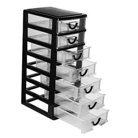 By220713 Biyayuanyi Mini Plastic Drawers Organizer 7.1 Inch Cx5.1 X13.2 Small Storage Black