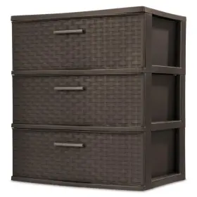 Blz-42780 Blossomz Plastic 3-drawer Wide Weave Tower Espresso