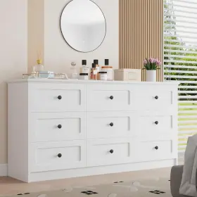 Ag02-j31hy Bobve 9 Drawer Dresser For Bedroom 63 Inch Wide Wood Mid Century Modern Chest Of