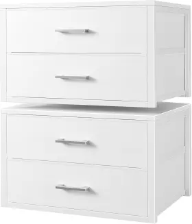 Boluo 313047088031 Stackable Storage Drawers Closet Organizers And Fabric White 2 Dra