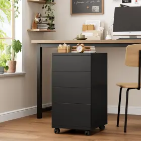 Botlog 741365609056 4-drawers Chest Mobile Under Desk Drawer With Locking Casters Wooden Printe