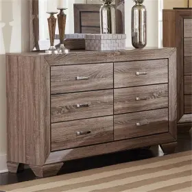 Bh-1374343 Bowery Hill 6 Drawer Double Dresser With Tapered Feet In Taupe
