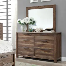Bh-4752-1518831 Bowery Hill 2-piece Farmhouse Natural Tone Wood Dresser And Mirror